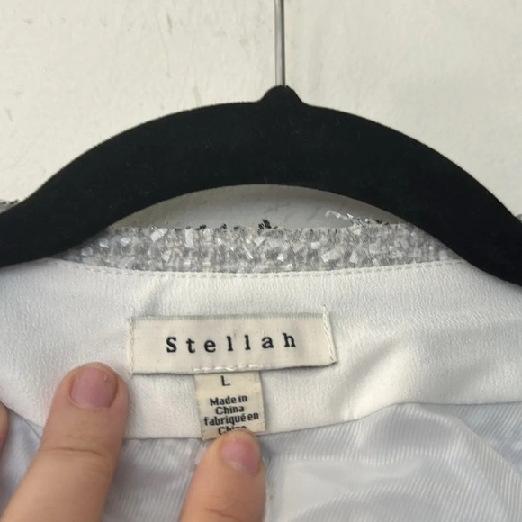 Women's Metallic Stellah Silver Textured Crop Jacket Size Large - Picture 5 of 8